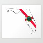 Florida Map With Florida State Flag Art Printhavocgirl | Society6   Florida Map Art