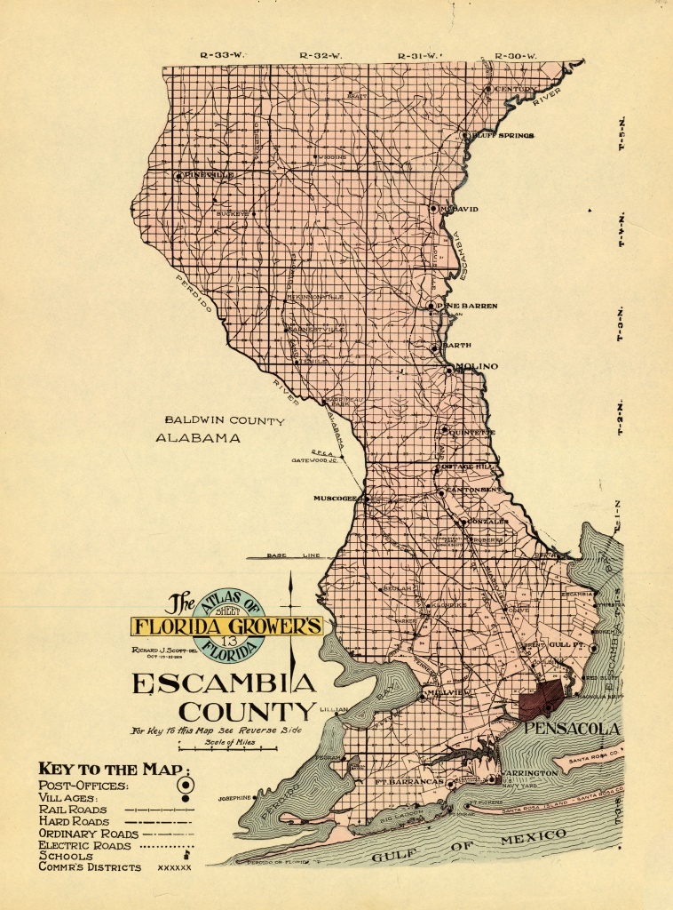 Florida Memory - Map Of Escambia County, 1914 - Map Of Escambia County Florida