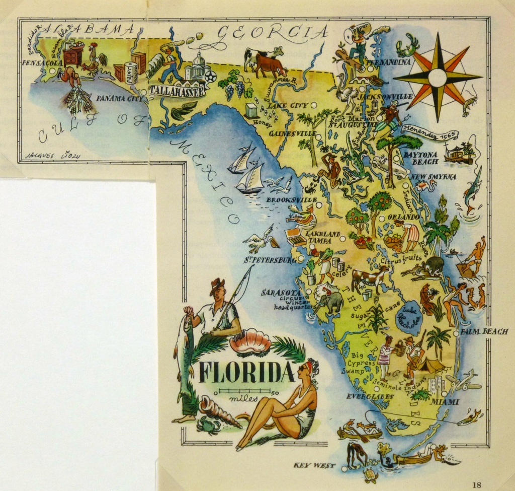 Florida - Original Art, Antique Maps &amp;amp; Prints - Map Of Florida Art