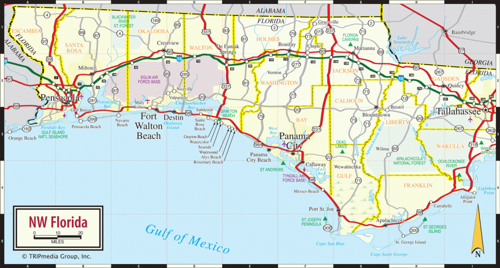 Florida Panhandle Map - Northwest Florida Beaches Map