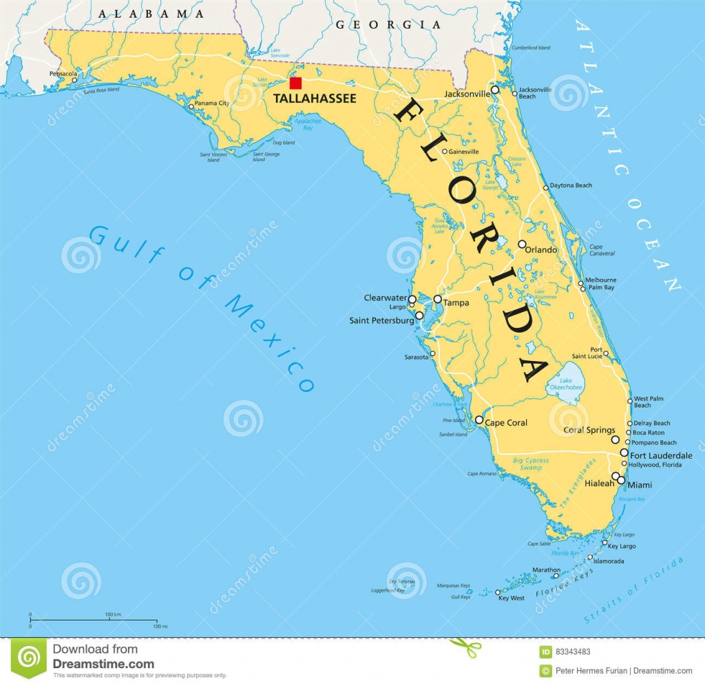 Florida Political Map Stock Vector. Illustration Of Okeechobee - Tallahassee On The Map Of Florida