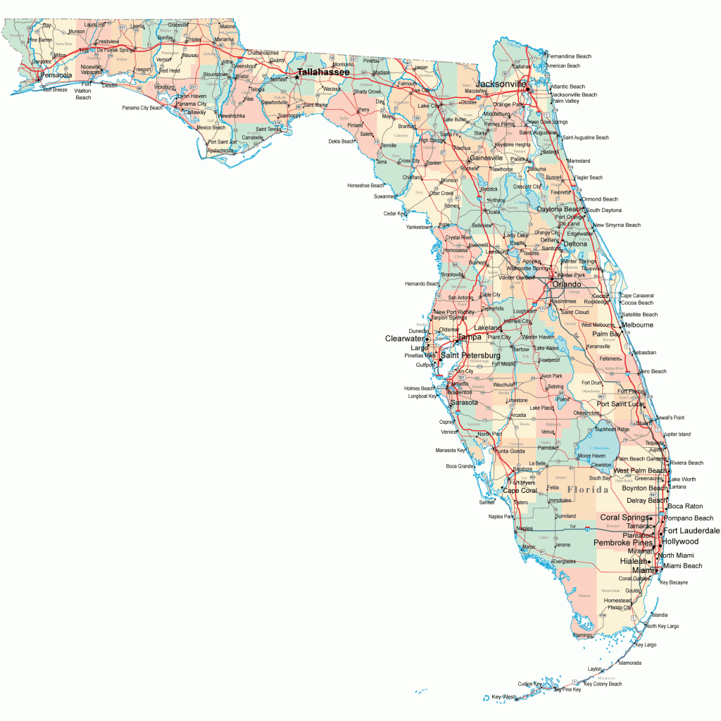 Florida Road Map - Fl Road Map - Florida Highway Map - Road Map Of South Florida