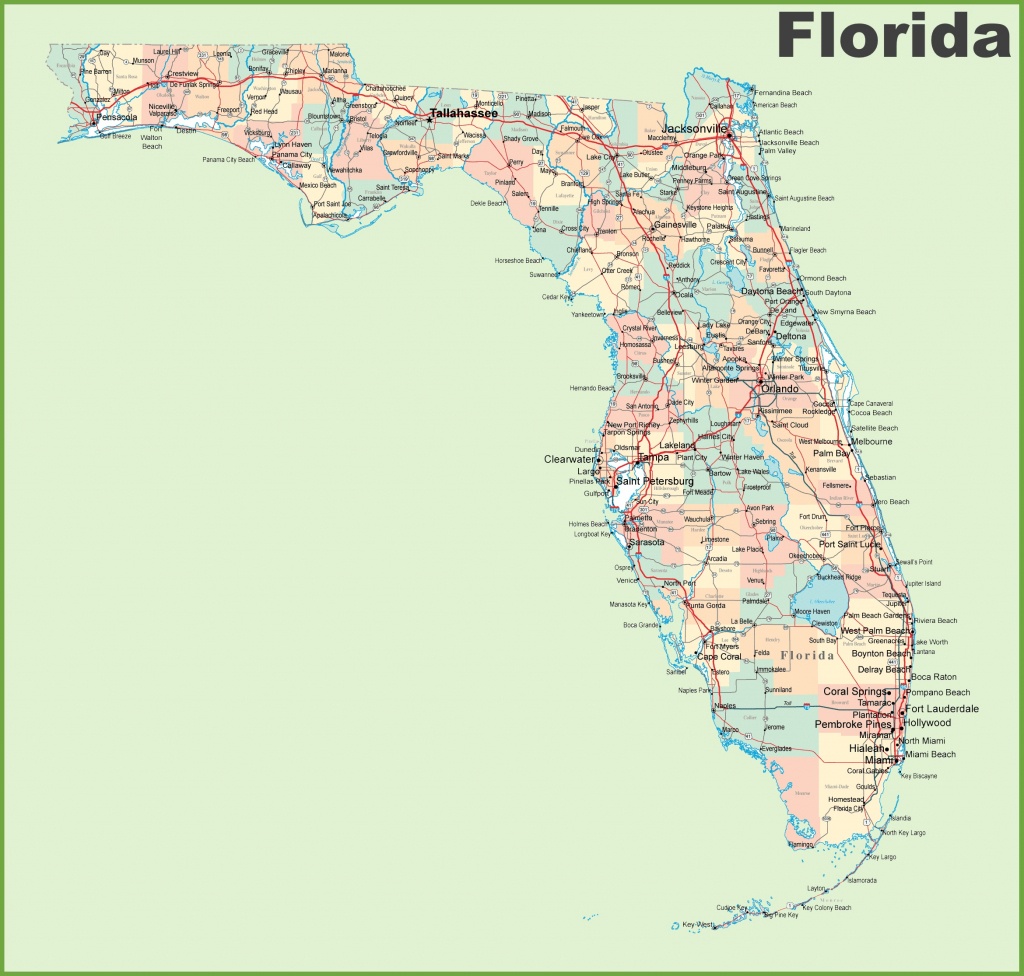 Florida Road Map With Cities And Towns - Detailed Road Map Of Florida