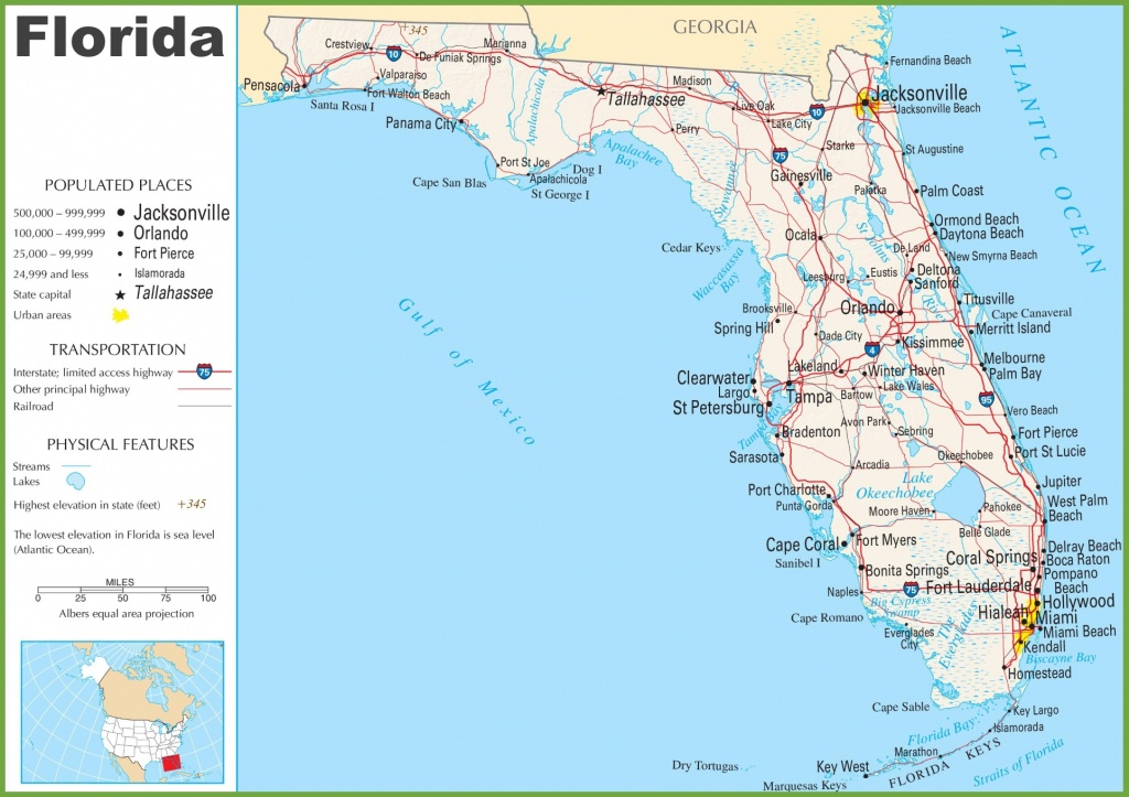 Florida State Map With Major Cities And Travel Information - New - New Smyrna Beach Florida Map