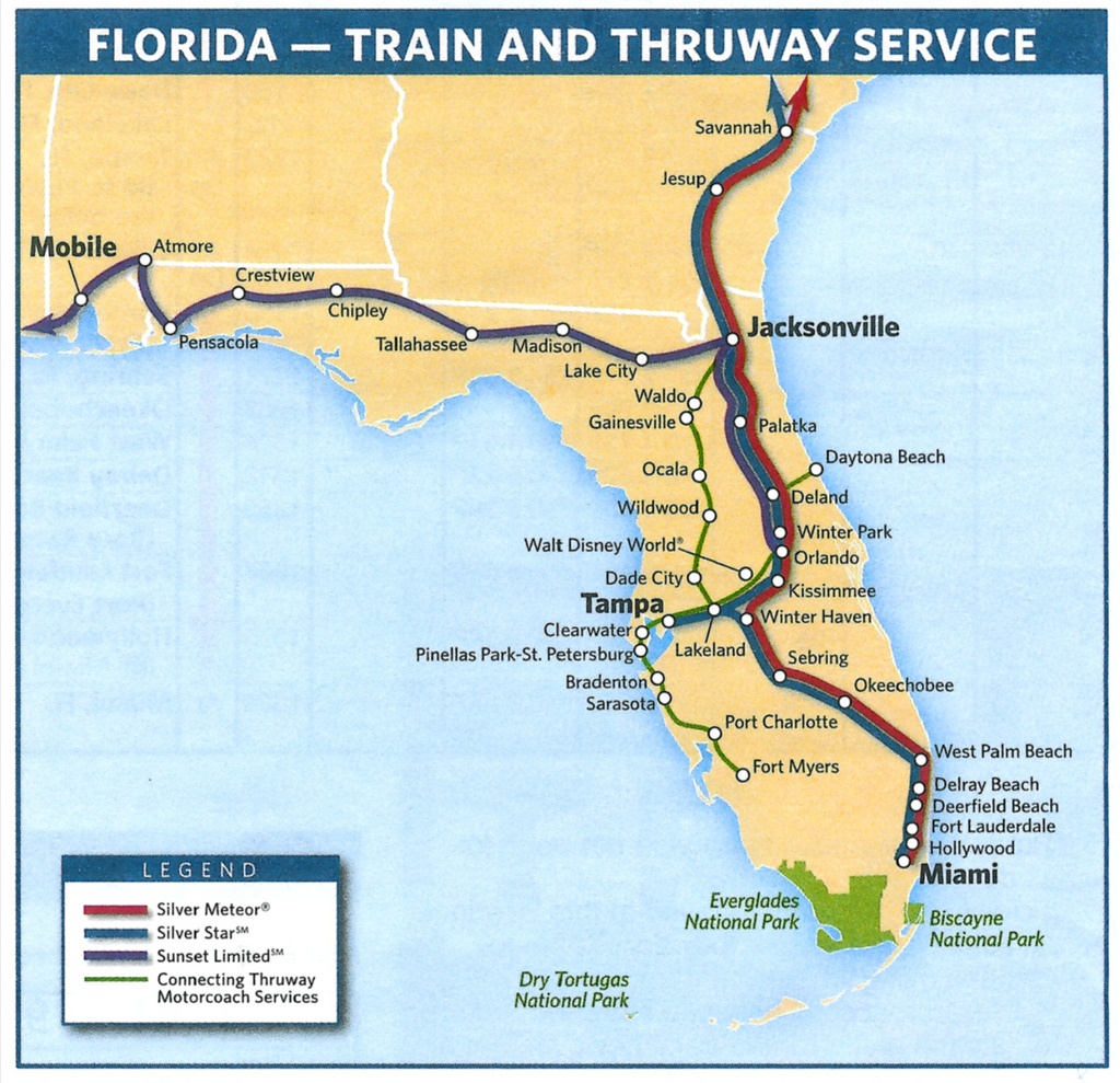 Florida Train Map And Travel Information | Download Free Florida - Amtrak Florida Map