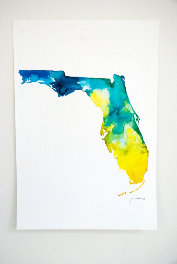 Watercolor Florida Map