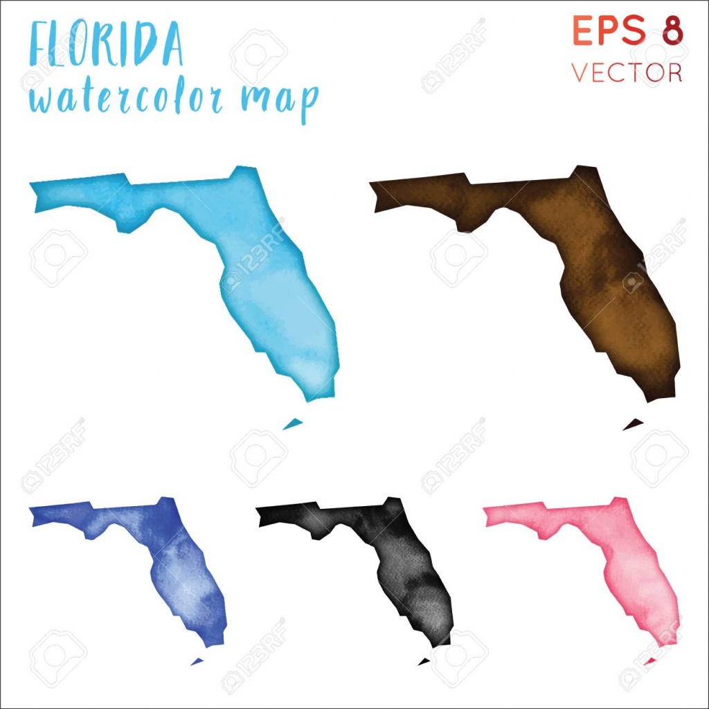 Florida Watercolor Us State Map. Handpainted Watercolor Florida - Where Is Watercolor Florida On A Map