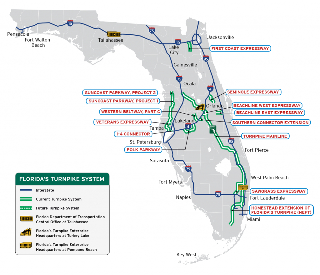 Florida&amp;#039;s Turnpike - The Less Stressway - Current Map Of Florida