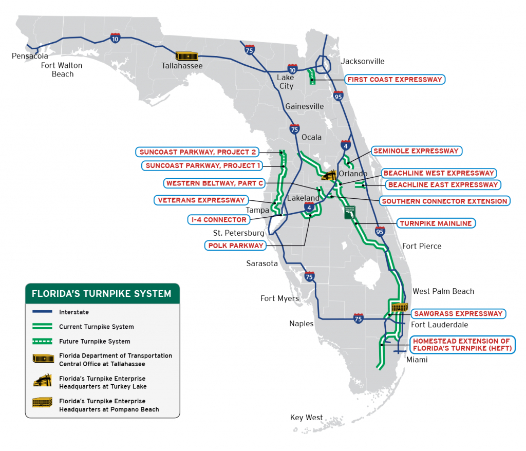 Florida&amp;#039;s Turnpike - The Less Stressway - Where Is Holiday Florida On The Map