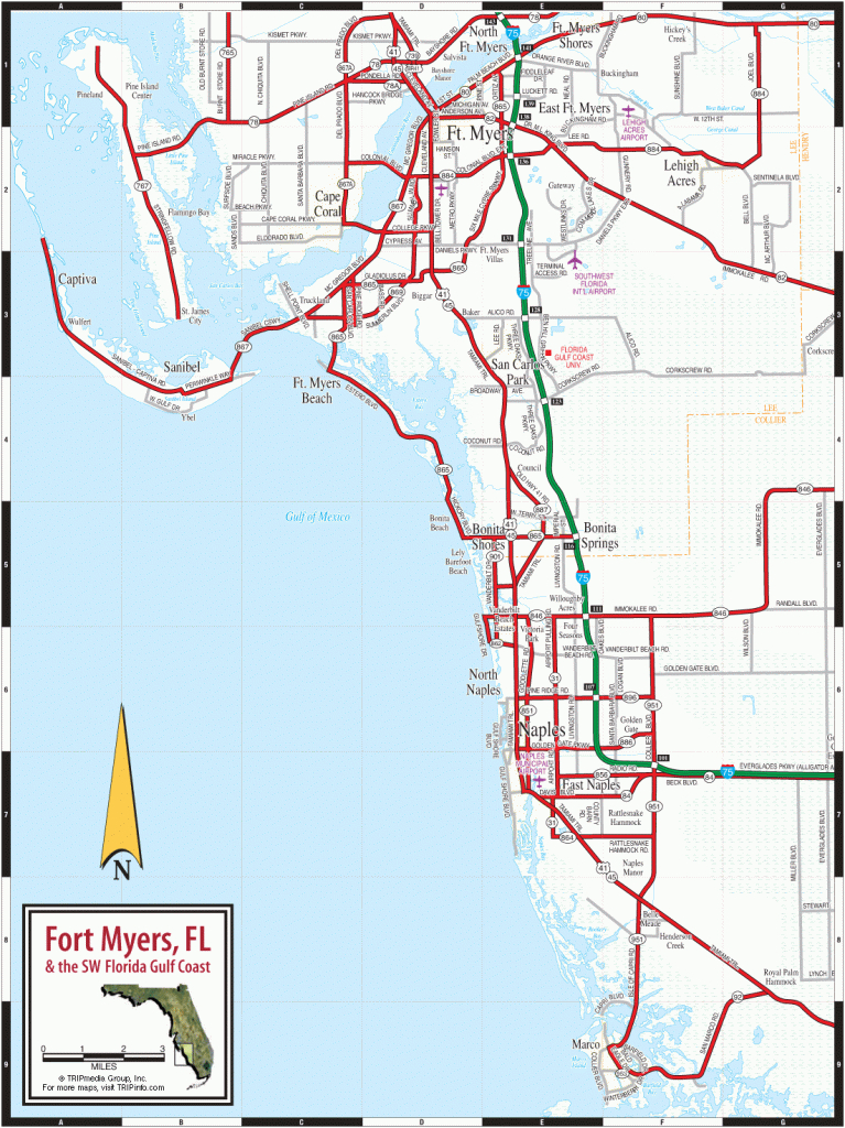 Fort Myers &amp;amp; Naples Fl Map - Naples In Florida Map