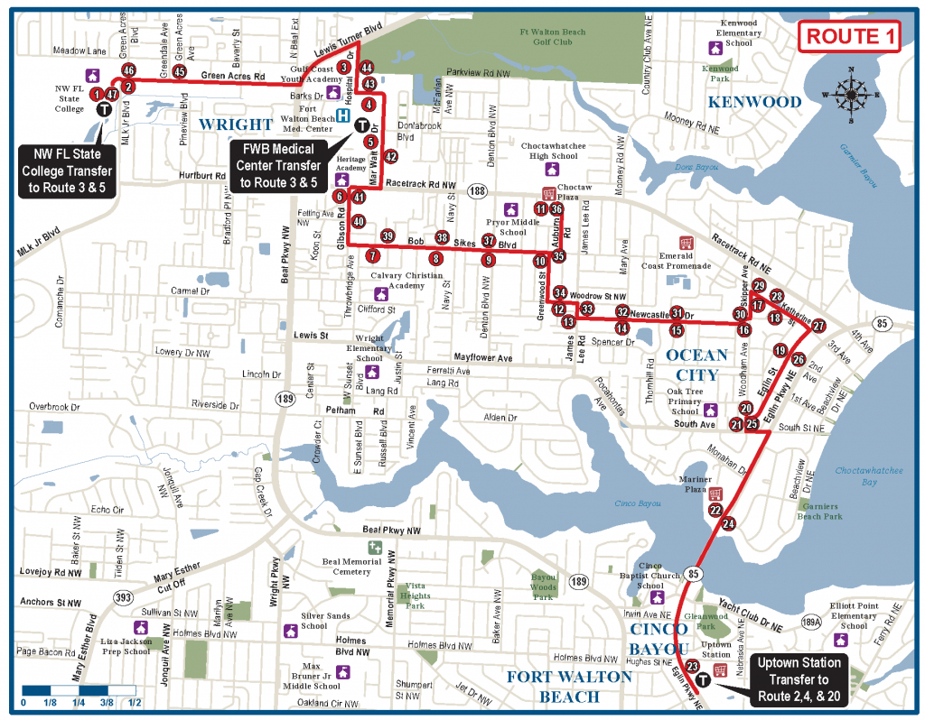 Fort Walton Beach Route 1 - Ec Rider - Ft Walton Florida Map