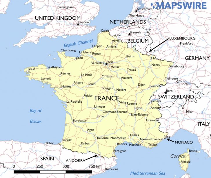 Printable Road Map Of France