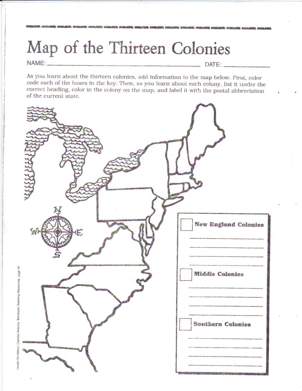 Free Printable 13 Colonies Map … | Activities | 7Th G… - 13 Colonies Blank Map Printable