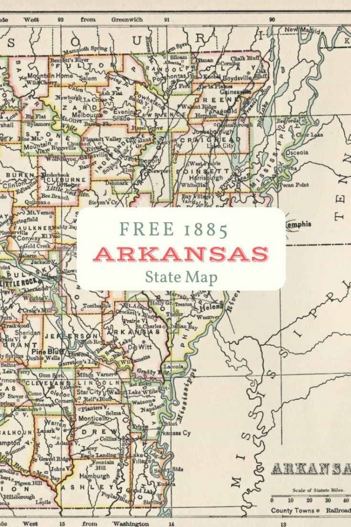 Free Printable Old Map Of Arkansas From 1885. #map #usa | Maps And - Printable Old Maps