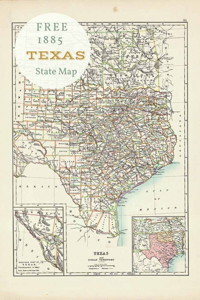 Free Printable Old Map Of Texas From 1885. #map #usa | Free - Free Old Maps Of Texas