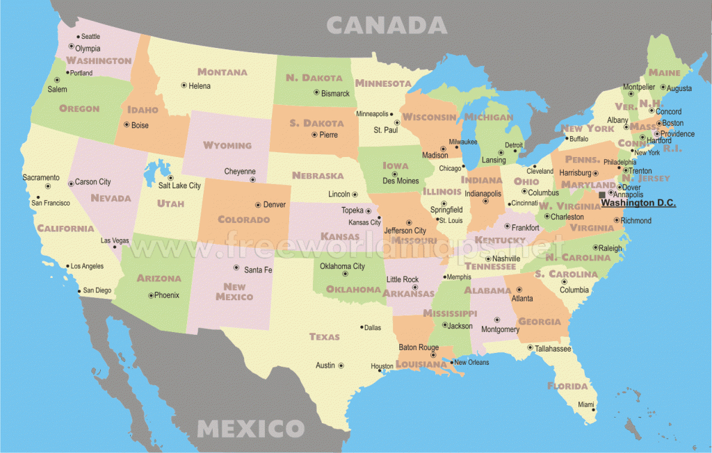 Free Printable Us States And Capitals Map | Map Of Us States And - Printable Us Map With States And Capitals