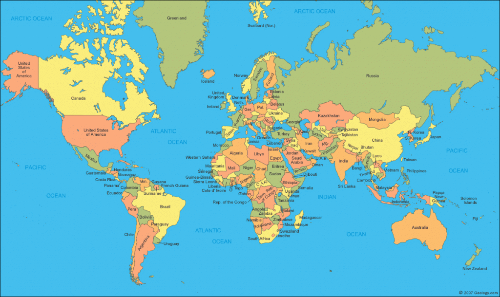 Free World Maps With Countries Labeled | World Maps With Countries - Free Printable World Map With Countries Labeled For Kids