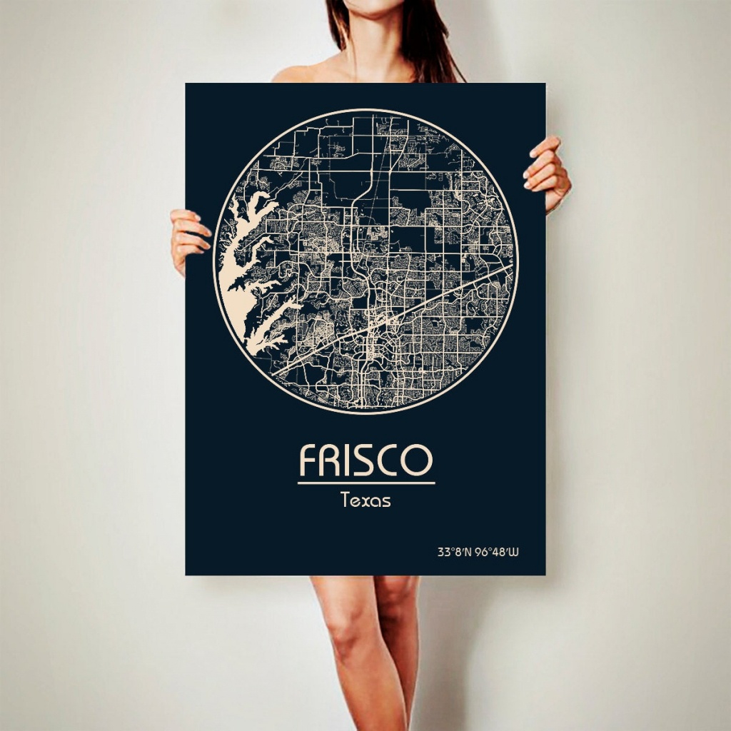 Frisco Texas Canvas Map Frisco Texas Poster City Map Frisco | Etsy - Texas Map Canvas