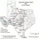 Frontier Federal Forts And Cattle Trails In Texas Historical Map   Texas Forts Trail Map