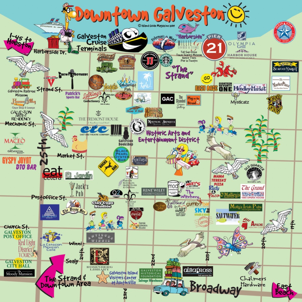 Galveston, Tx - Galveston Fun Maps - Galveston Island Guide - Map Of Galveston Texas