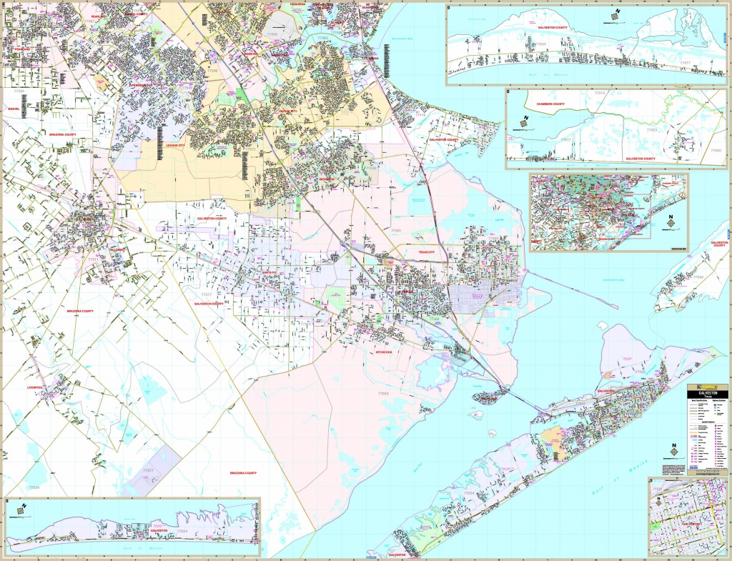 Galveston, Tx Wall Map - Maps - Map Of Galveston Texas
