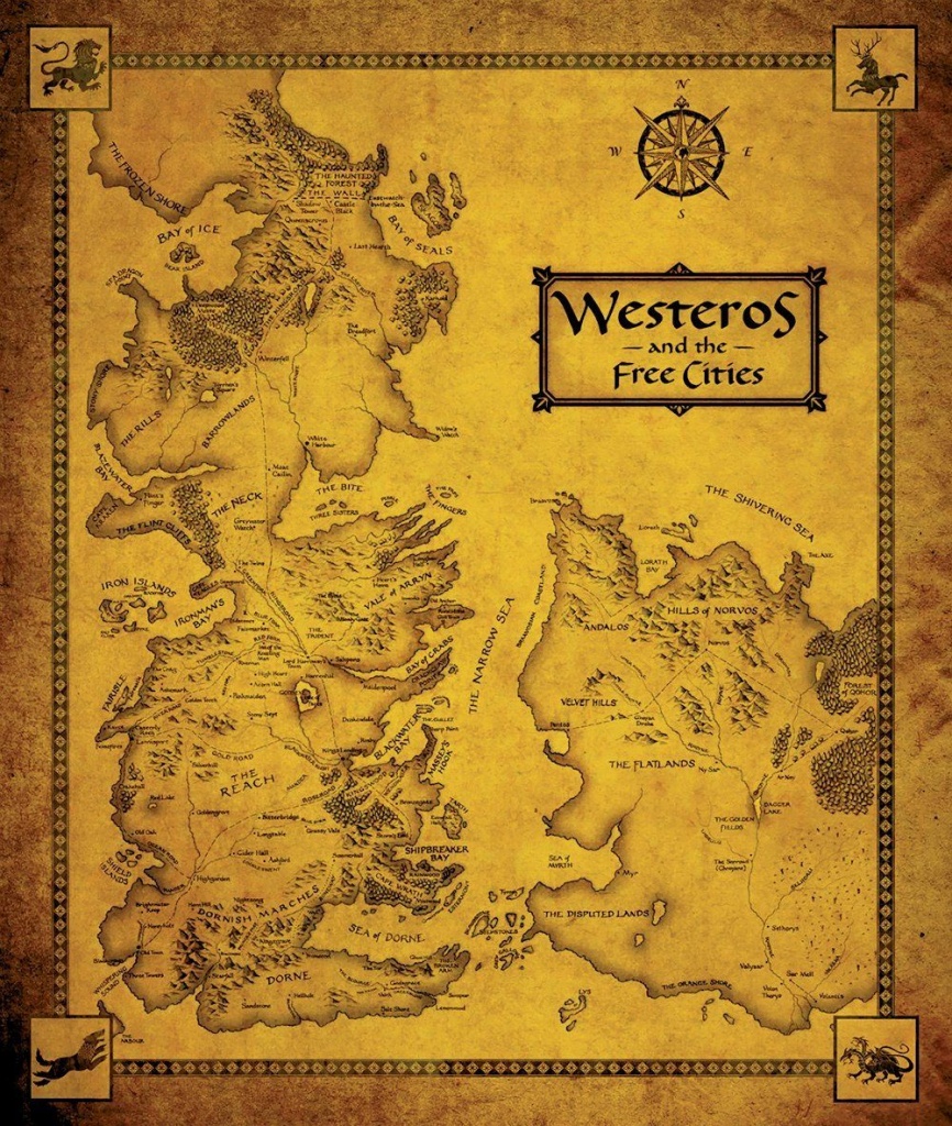 Game Of Thrones Map - Westeros And The Free Cities | N E R D O U T - Printable Map Of Westeros