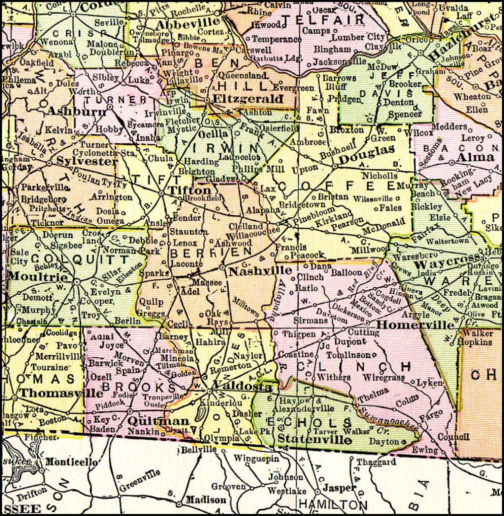 Georgia &amp;amp; Florida Railroad, 1916 Map, Madison, Fl - Hazlehurst - Map Of Georgia And Florida