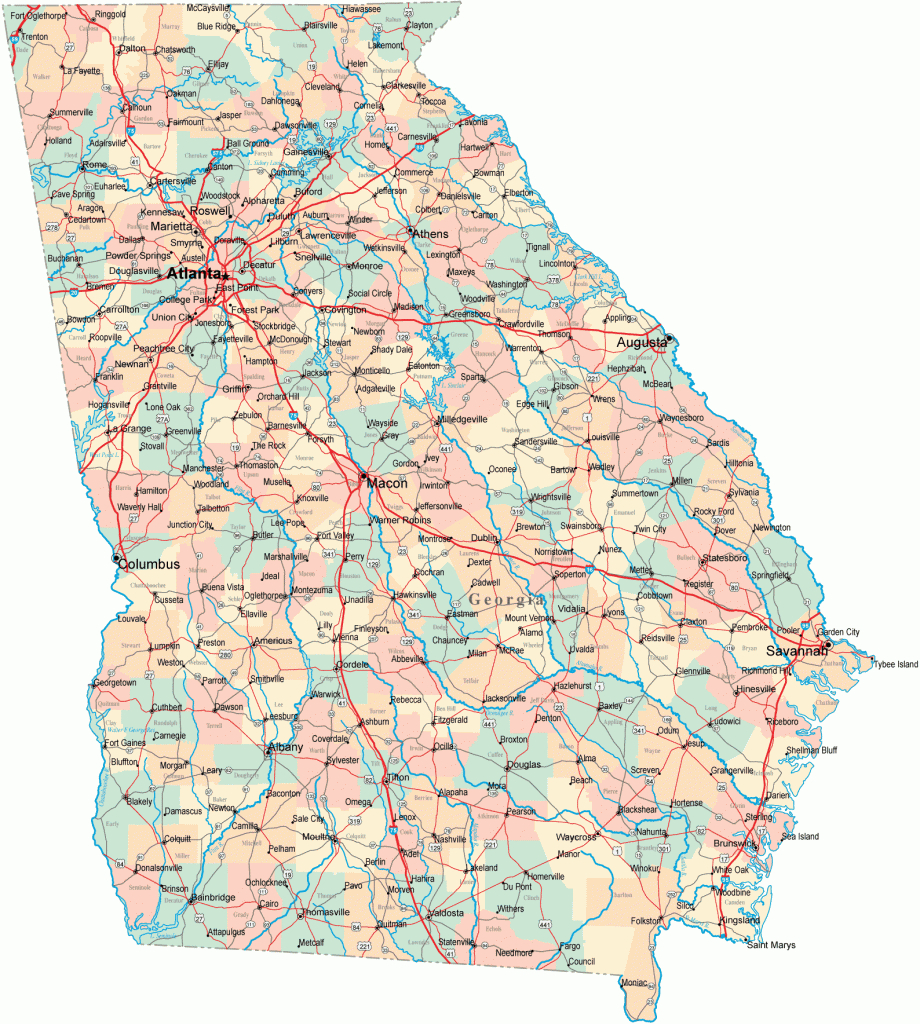 Georgia Road Map - Ga Road Map - Georgia Highway Map - Map Of Northeast Florida And Southeast Georgia