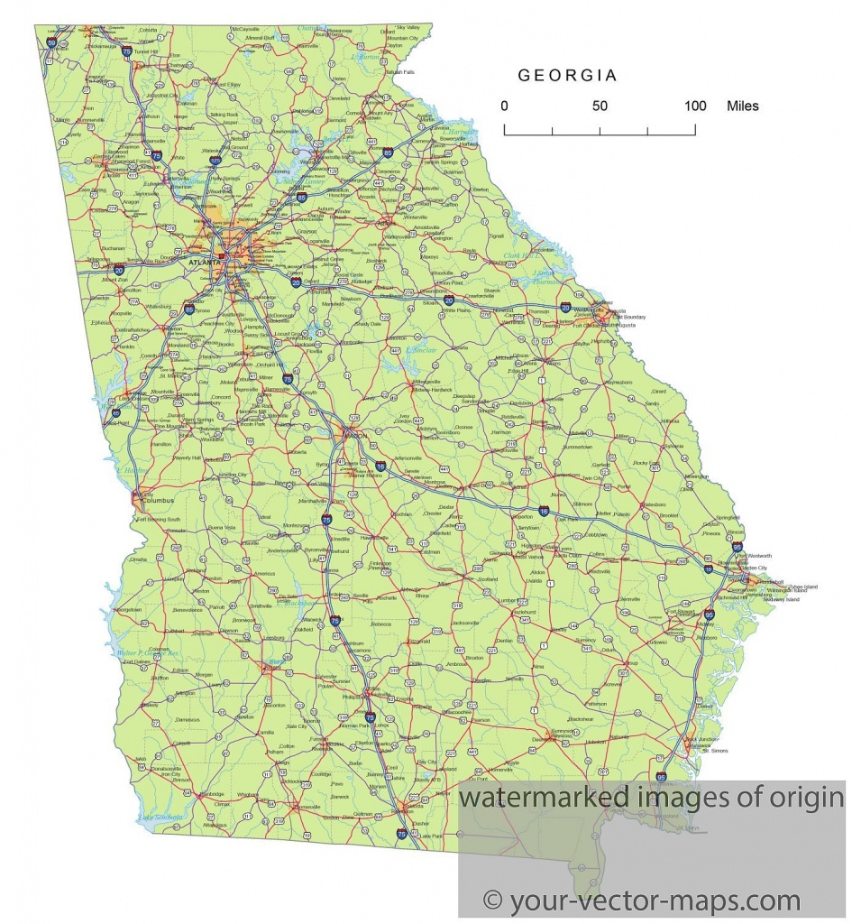 Georgia State Route Network Map. Georgia Highways Map. Cities Of - Free Online Printable Maps