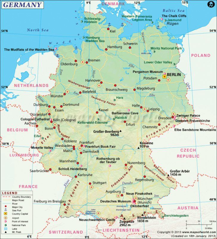 Printable Map Of Germany With Cities And Towns