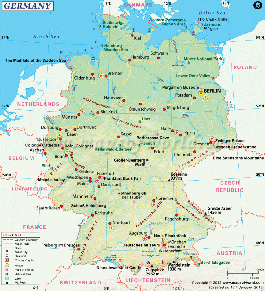 Germany Map, Map Of Germany, Information And Interesting Facts Of - Printable Map Of Germany With Cities And Towns