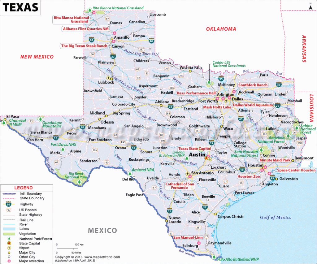 Texas Tourist Attractions Map