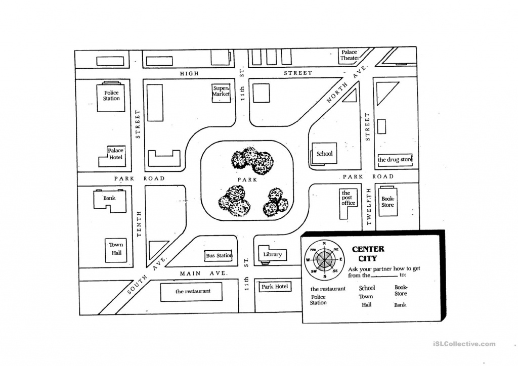 Giving Directions Student Map Worksheet - Free Esl Printable - Printable Map Directions