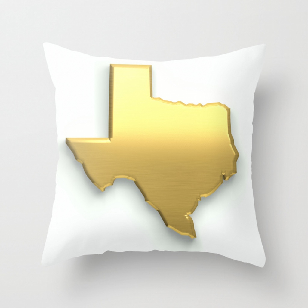 Golden Texas Map Throw Pillowlovefriendlydesigns | Society6 - Texas Map Pillow