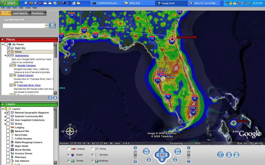 Google Earth - Light Pollution Map Florida