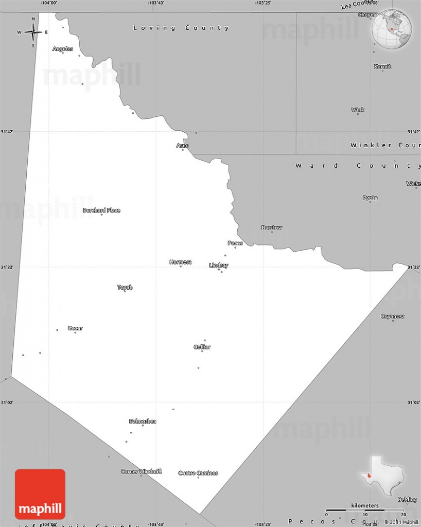 Gray Simple Map Of Reeves County - Reeves County Texas Map