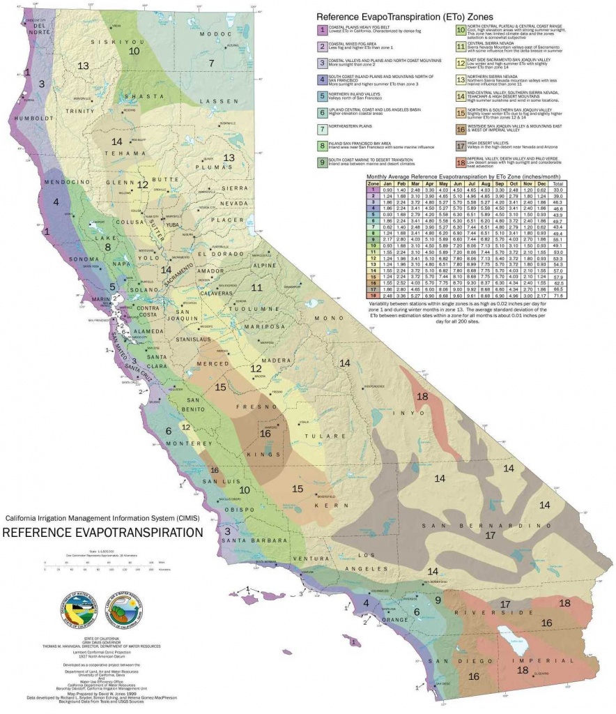 Great Evapotranspiration Zones Map For California, Data For Arizona - California Zone Map
