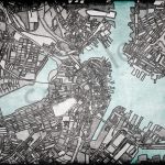 Grey Abstract Map Print –Abstract City Print Of Boston City. Wall Art   Boston City Map Printable