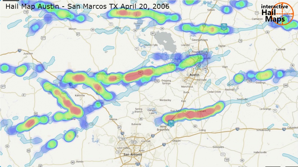 Hail Map Austin - San Marcos, Texas April 20, 2006 - Interactive - Texas Hail Storm Map