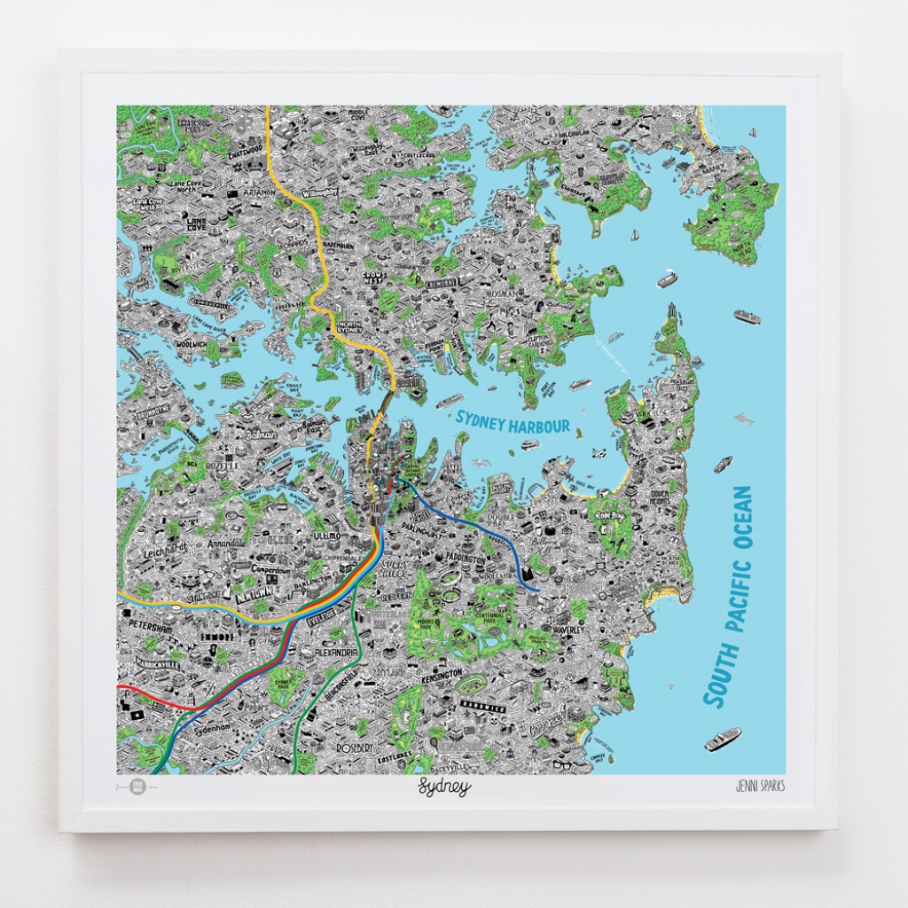 Hand Drawn Map Of Sydney Art Print | Art Prints, Stationery &amp;amp; Gifts - Printable Map Of Sydney
