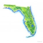 Hand Painted Watercolor Map Of The Us State Of Florida "andrea   Watercolor Florida Map