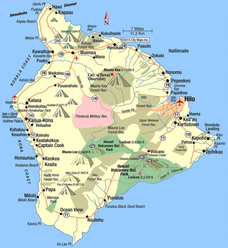 Map Of The Big Island Hawaii Printable