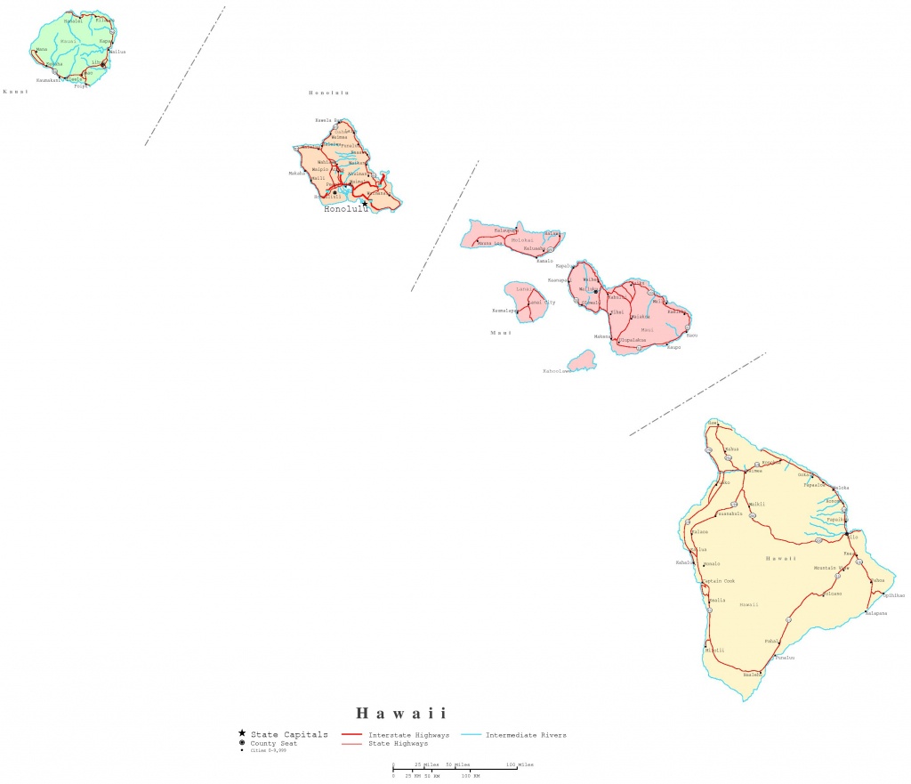 Hawaii Printable Map - Printable Map Of Kauai Hawaii