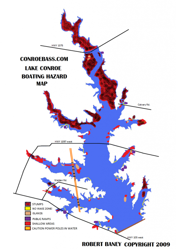 Hazard Map | Lake Conroe Texas | Kayaking | Texas, Our Texas - Texas Oil Rig Fishing Map