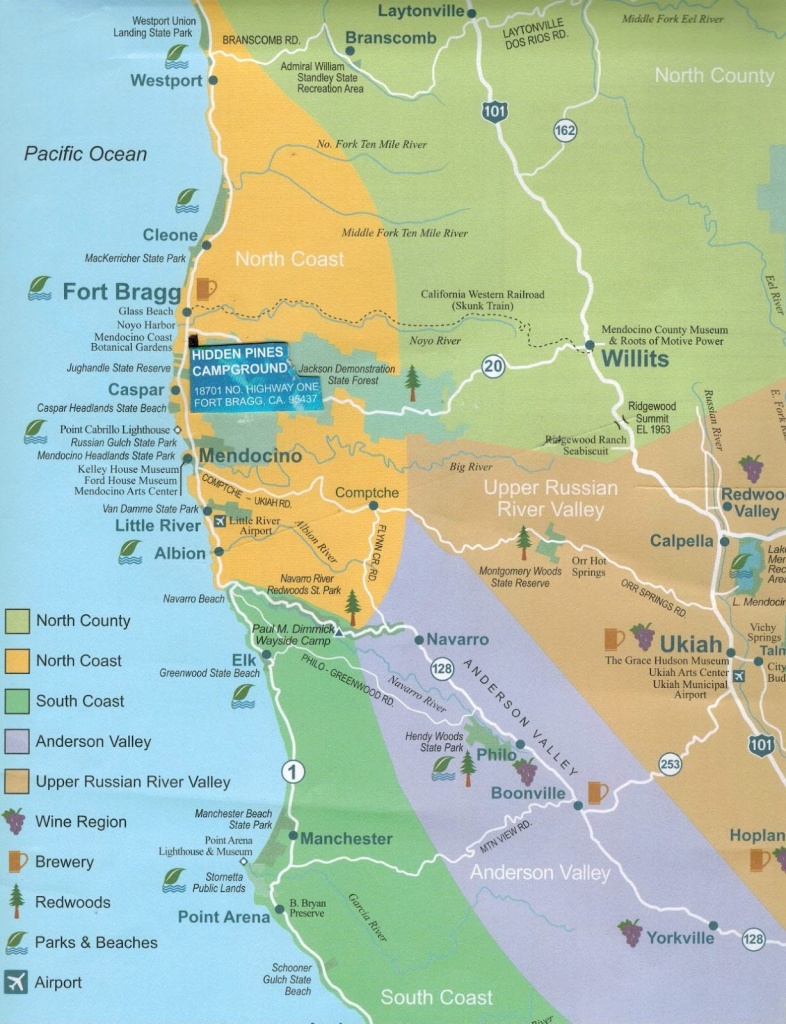 Hidden Pines Rv Campground - Fort Bragg California : Maps Fort Bragg - California Rv Campgrounds Map