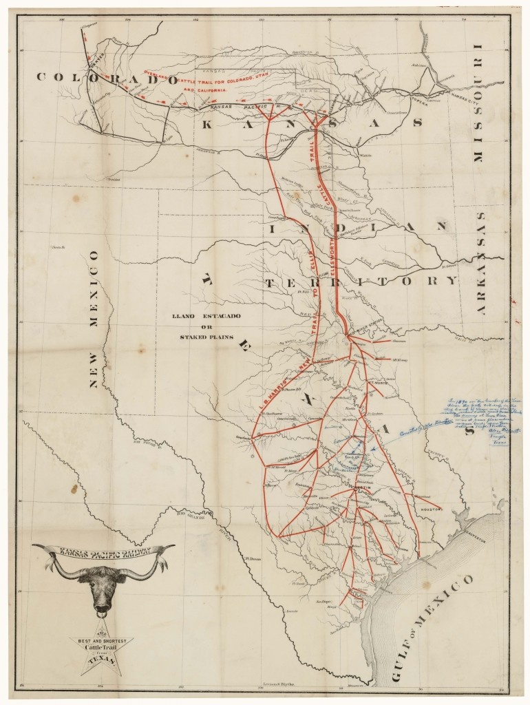 Hide &amp;amp; Horn - Sid Richardson Museum Blog - Texas Cattle Trails Map