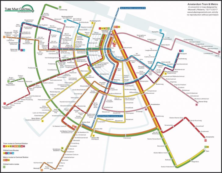 Amsterdam Tram Map Printable