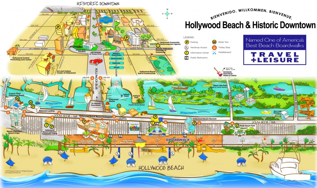 Hollywood Beach And Historic Downtown Map - Map Of Hotels In Hollywood Florida
