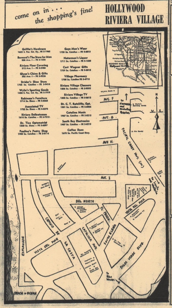 Hollywood Riviera Village 1950S Map, Redondo Beach California - Redondo Beach California Map