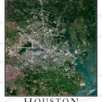 Houston, Tx Area Satellite Map Print | Aerial Image Poster   Satellite Map Of Texas